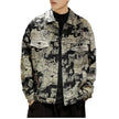 Nameria Camouflage Embroidered Denim Jacket with Lapel Collar