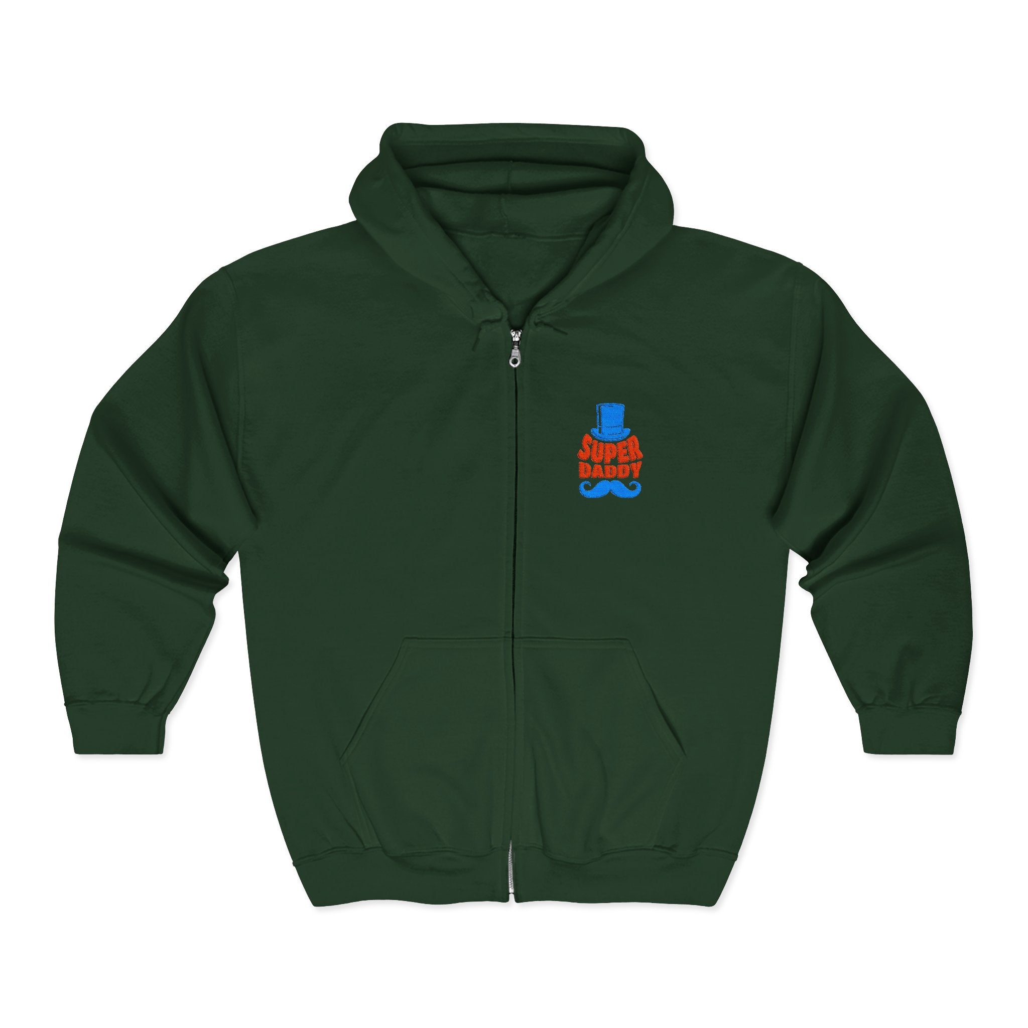 Gildan 18600 Unisex Full Zip Hoodie | Super Daddy Embroidery
