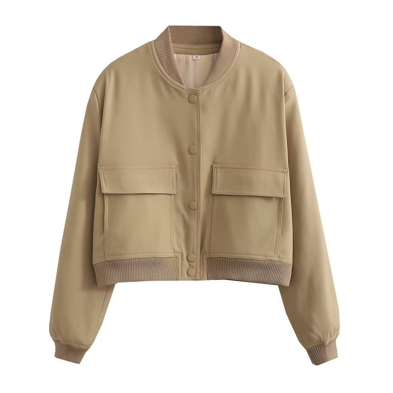 Nameria Stand Collar Pocket Jacket