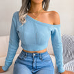 Nameria Off-Shoulder Knit Sweater Long Sleeve Cropped