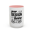 Customizable Accent Coffee Mug 11oz and 15oz Colored Interior Handle