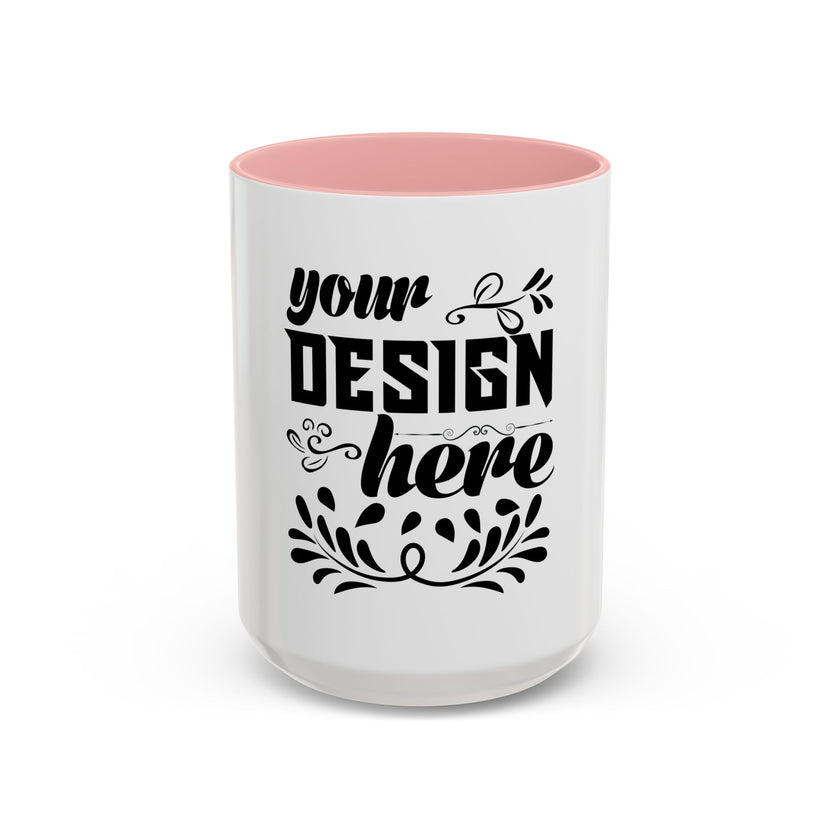 Customizable Accent Coffee Mug 11oz and 15oz Colored Interior Handle
