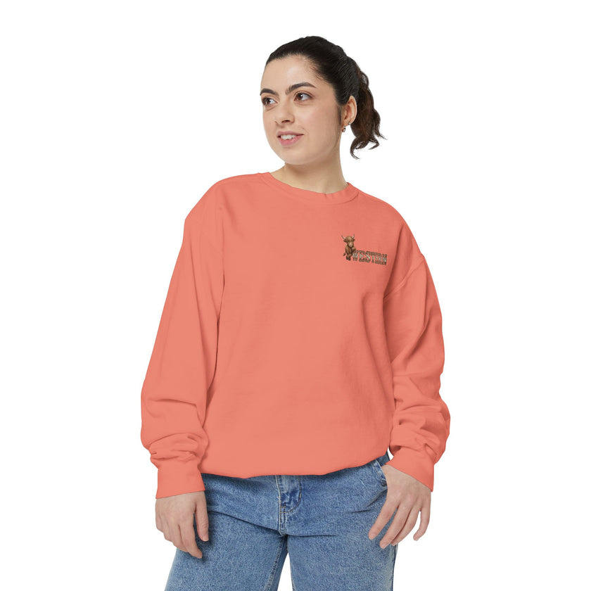 Western Highland Cow Graphic Sweatshirt – Rustic Casual Pullover