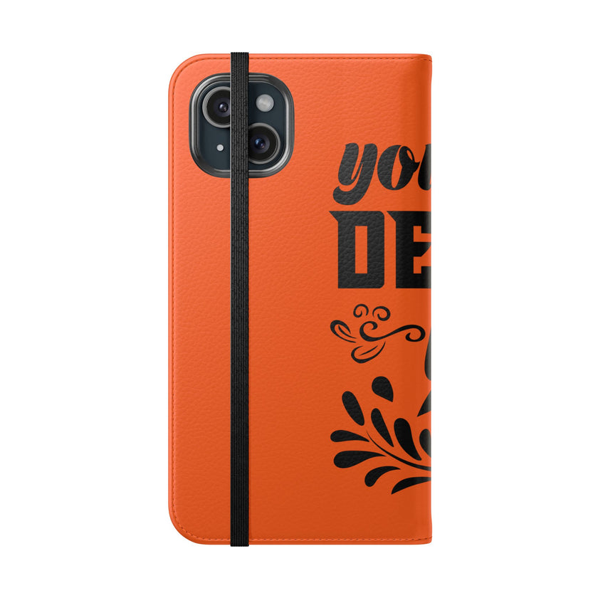 Customizable Flip Folio Phone Case With Card Slots Stand And Elastic Strap