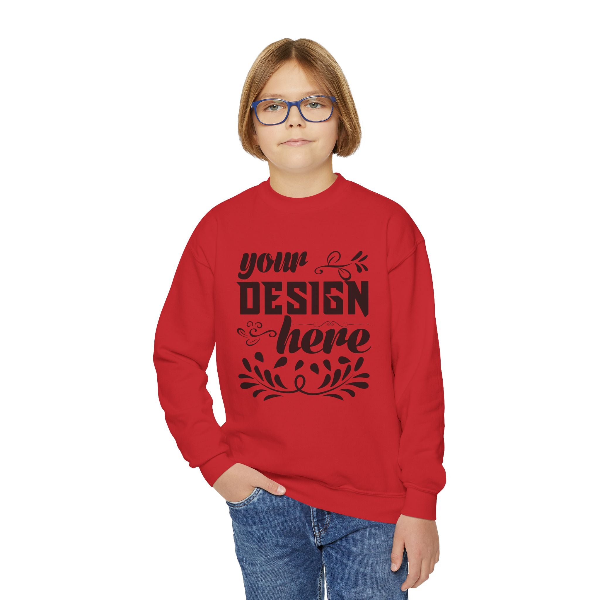 Customizable Gildan 18000B Youth Heavy Blend Crewneck Sweatshirt