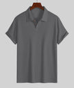 Nameria Men's Lapel Rhombic Knit Short Sleeve Polo