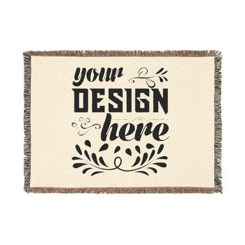 Customizable Woven Cotton Blanket Throw with Fringed Edges 3 Sizes