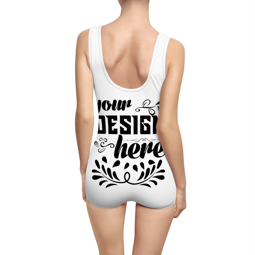 Customizable Womens Vintage One Piece Swimsuit U Back Boyshort