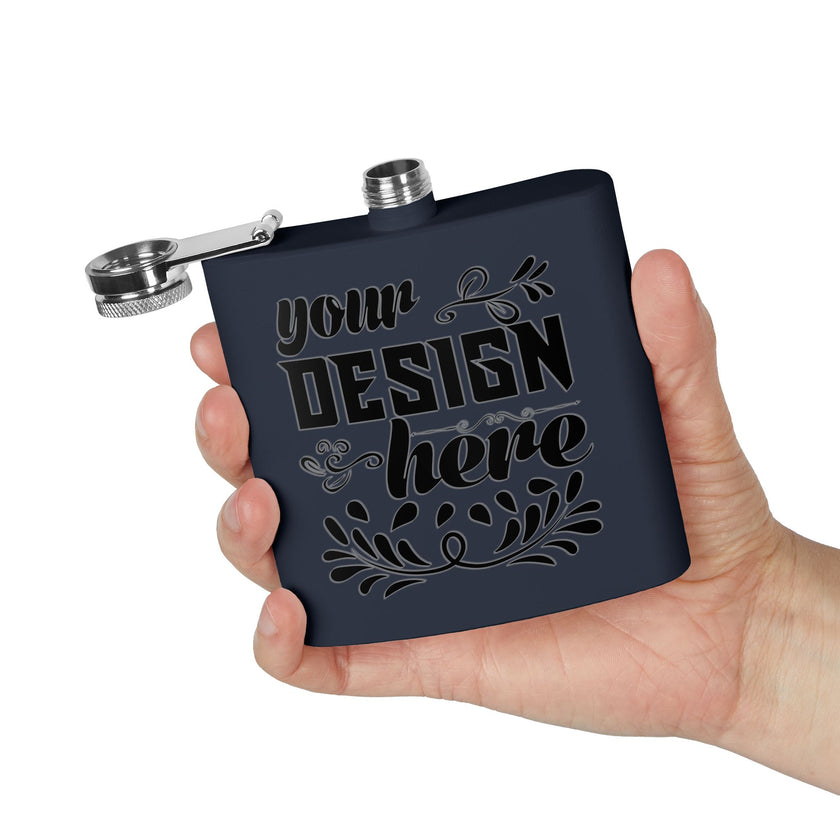 Customizable Polar Camel 6oz Stainless Steel Flask with UV DTF Print