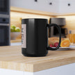 Customizable Black Ceramic Mug 15oz Glossy Finish Easy Grip C Handle