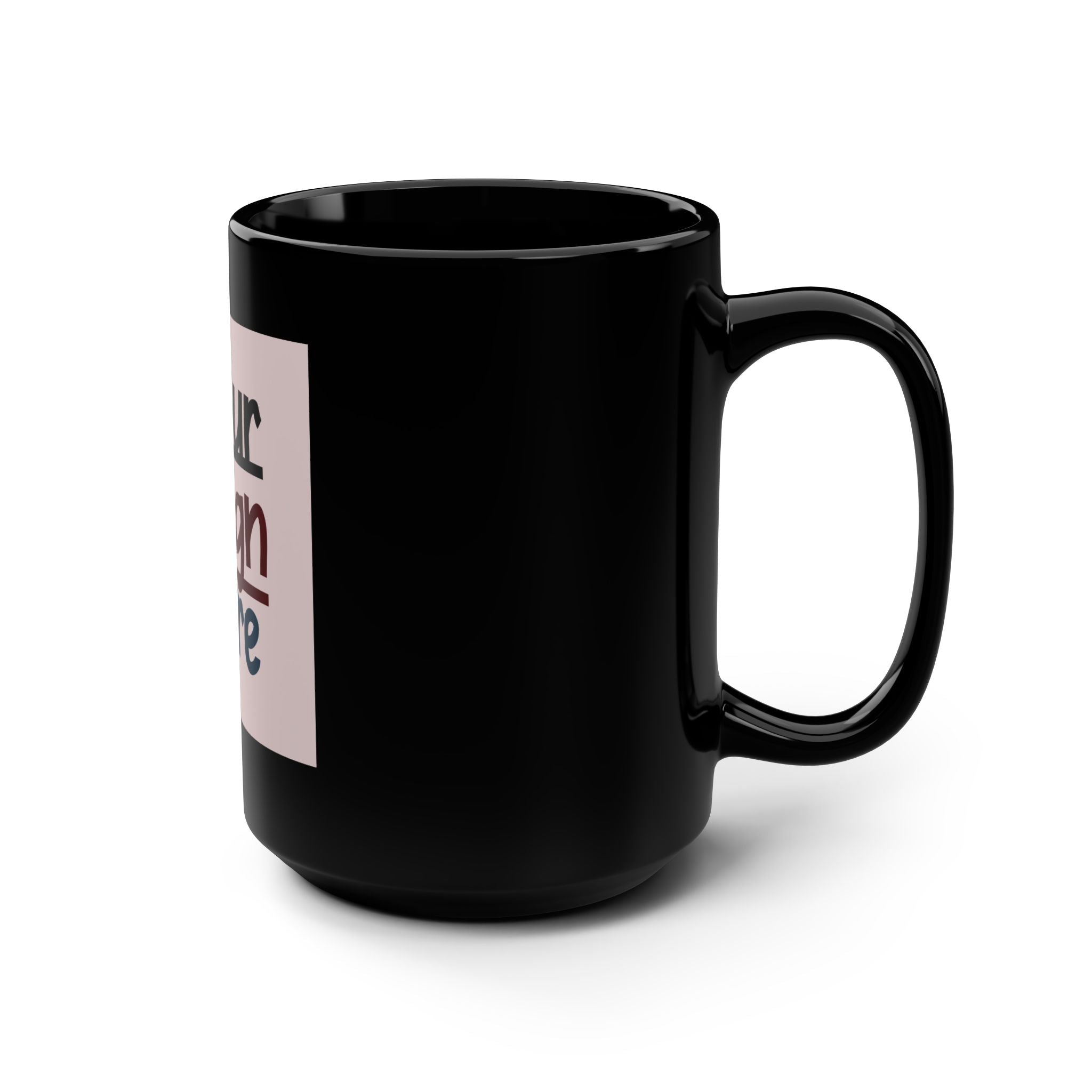 Customizable Black Ceramic Mug 15oz Glossy Finish Easy Grip C Handle