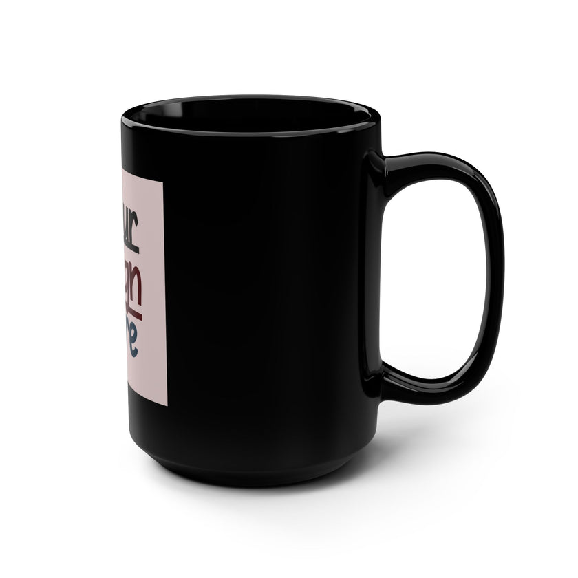 Customizable Black Ceramic Mug 15oz Glossy Finish Easy Grip C Handle
