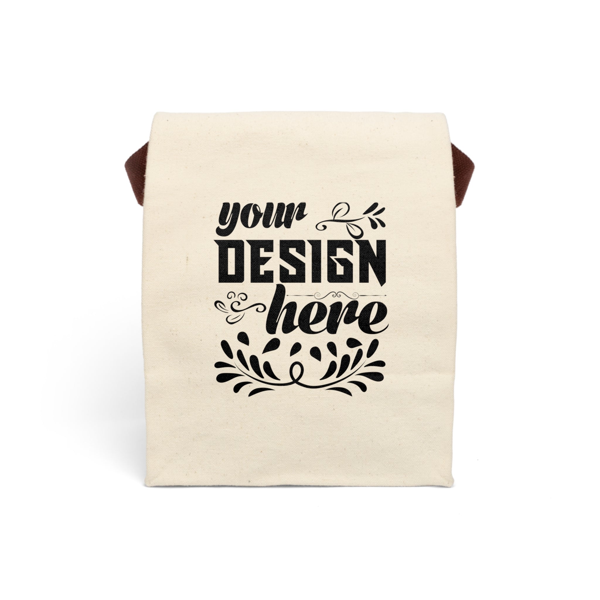 Customizable Canvas Lunch Bag With Carry Strap Roll Top Closure