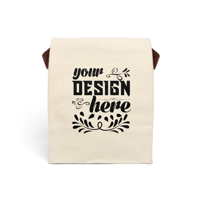 Customizable Canvas Lunch Bag With Carry Strap Roll Top Closure