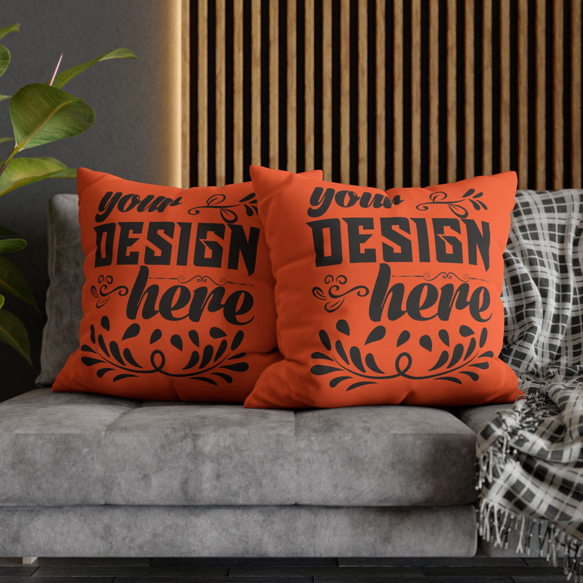 Customizable Square Poly Canvas Pillowcase with Concealed Zipper Closure