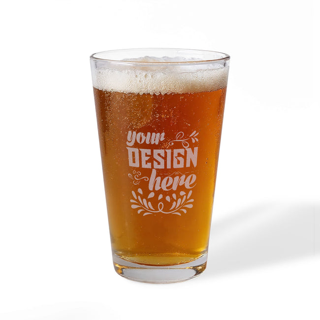 Customizable 16oz Clear Glass Pint Mixing Tumbler with Engraved Design