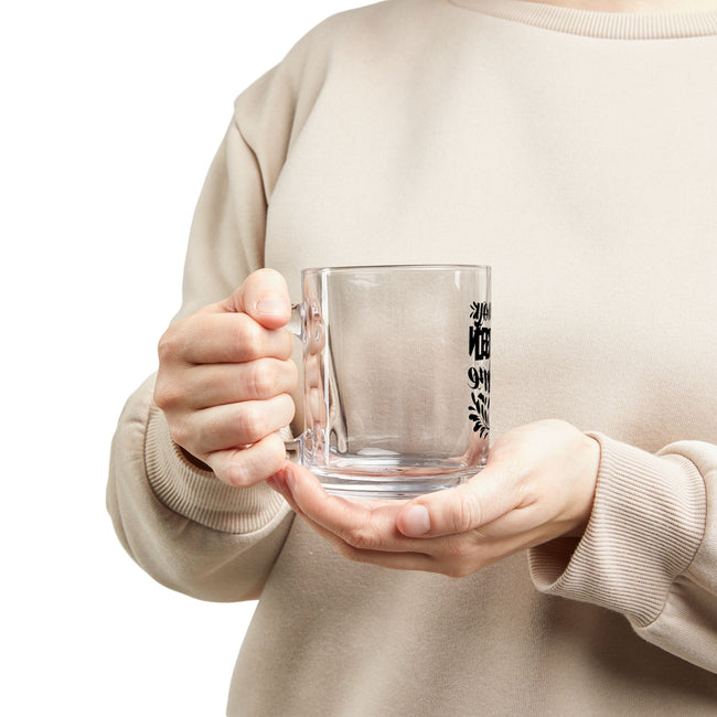 Customizable 10oz Clear Glass Mug with C Shaped Handle Heat Resistant