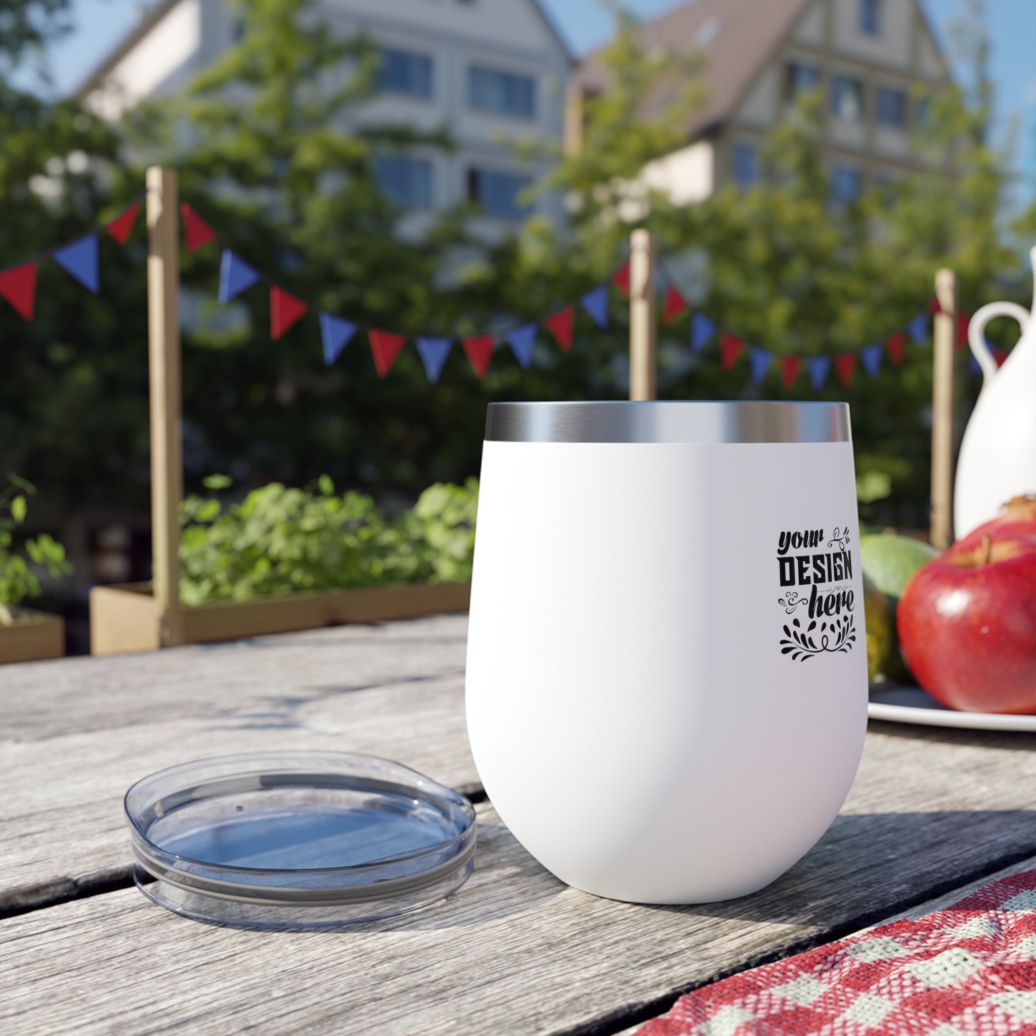 Customizable 12oz Copper Vacuum Insulated Cup with Push On Lid BPA Free