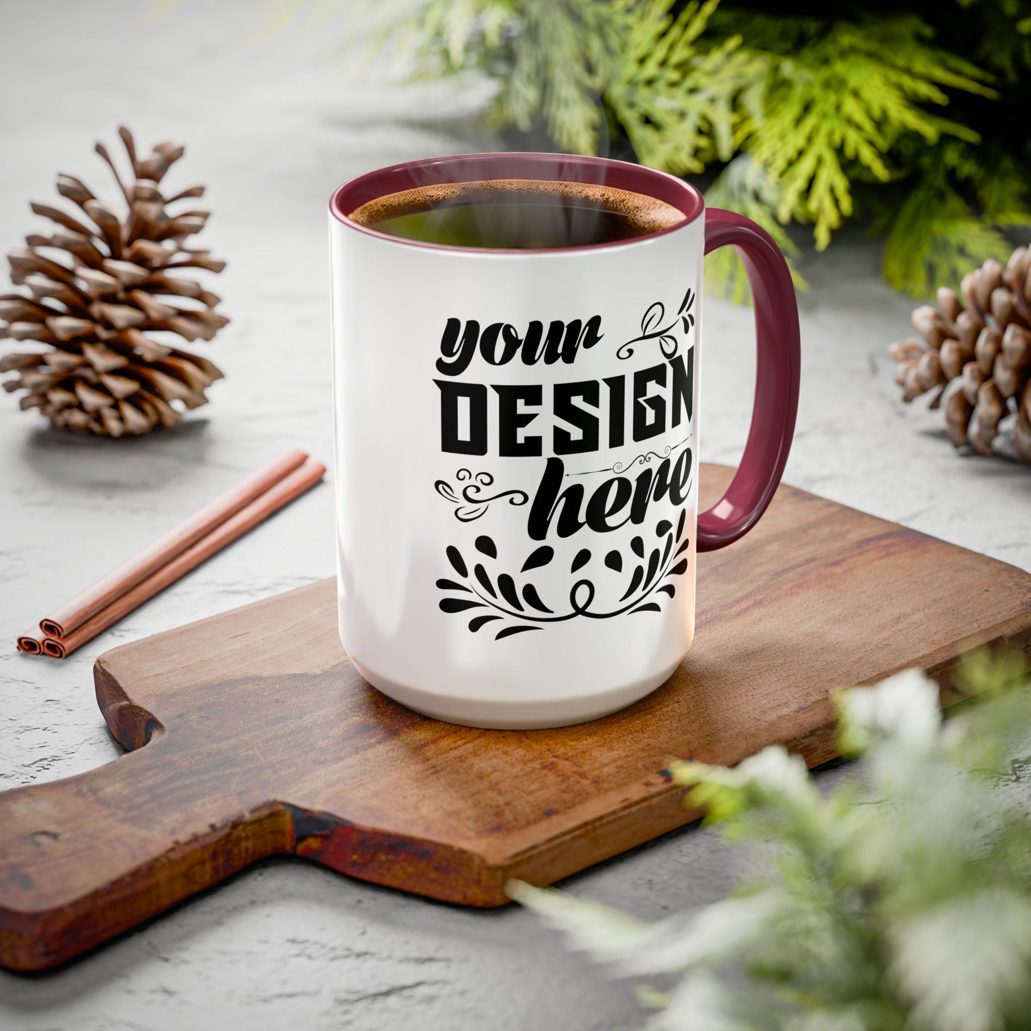 Customizable Glossy Ceramic Accent Mug 11oz and 15oz