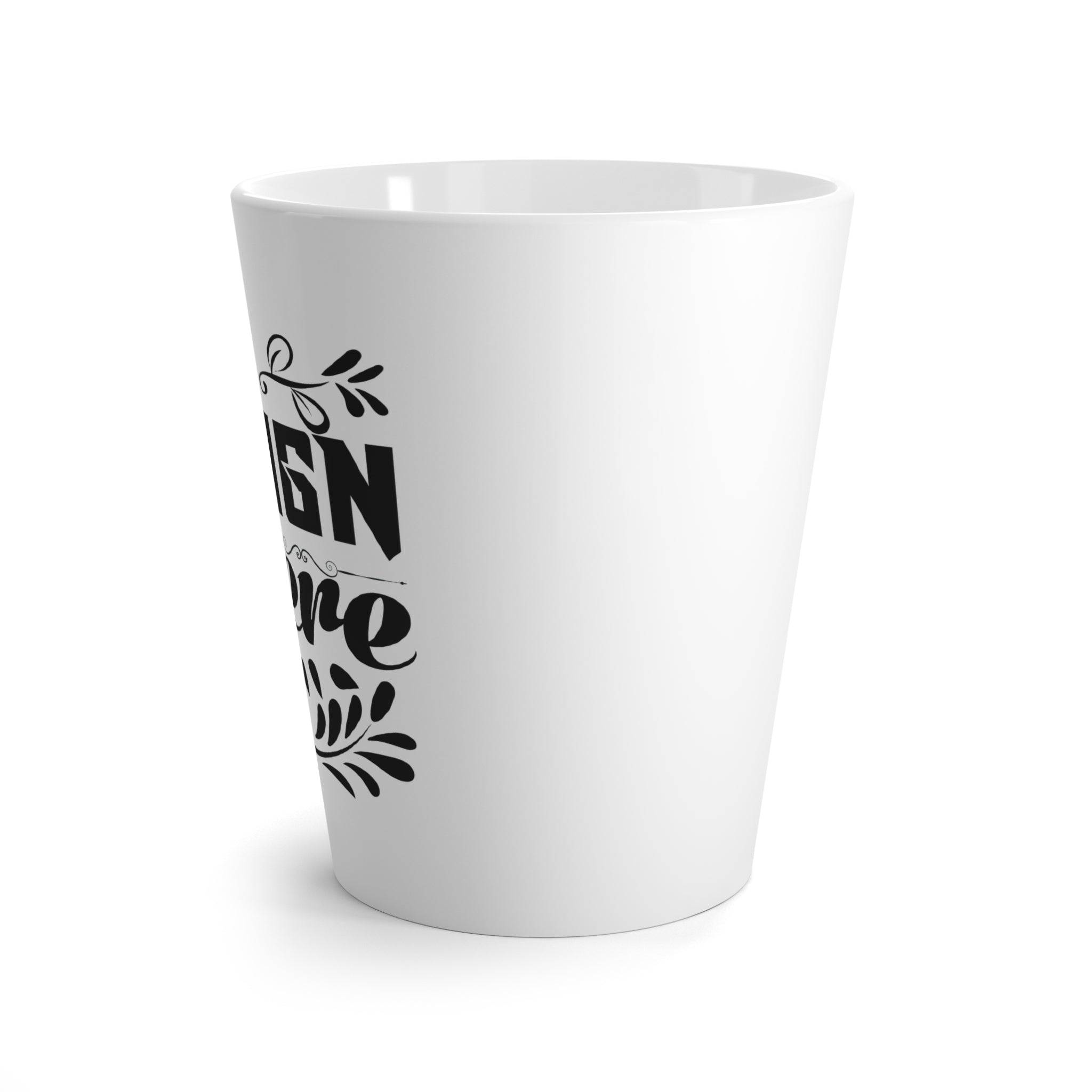 Customizable 12oz White Ceramic Latte Mug with C Handle Rounded Corners