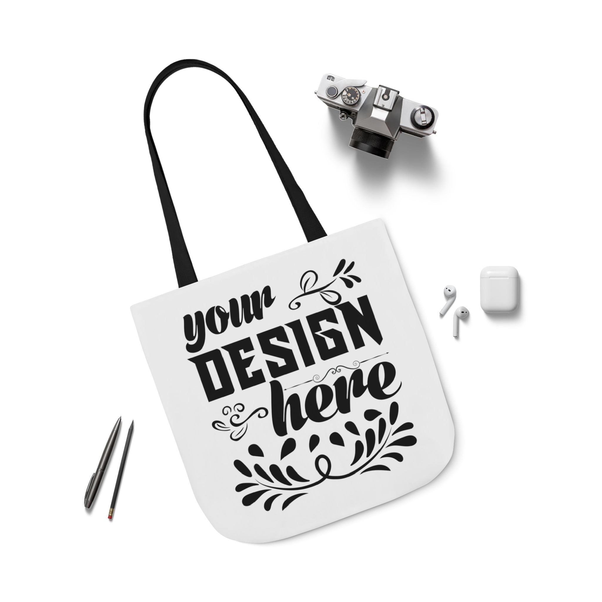 Customizable Canvas Tote Bag With 5 Color Strap Options All Over Print