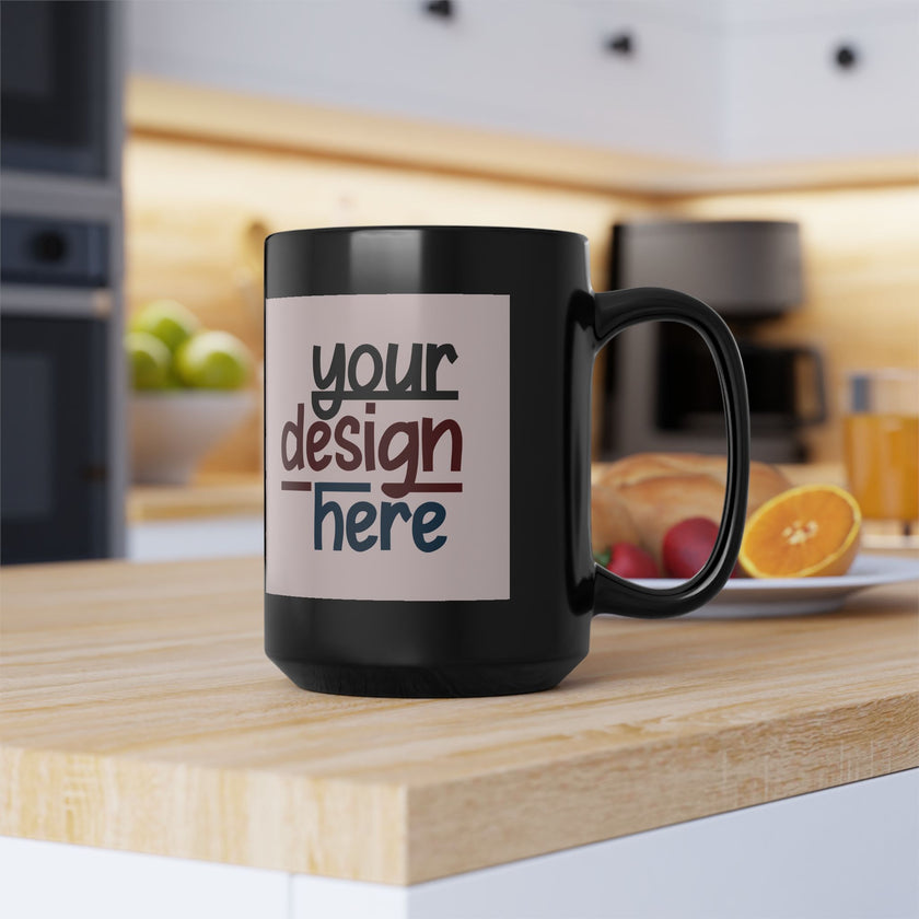Customizable Black Ceramic Mug 11oz 15oz Glossy Finish Lead BPA Free