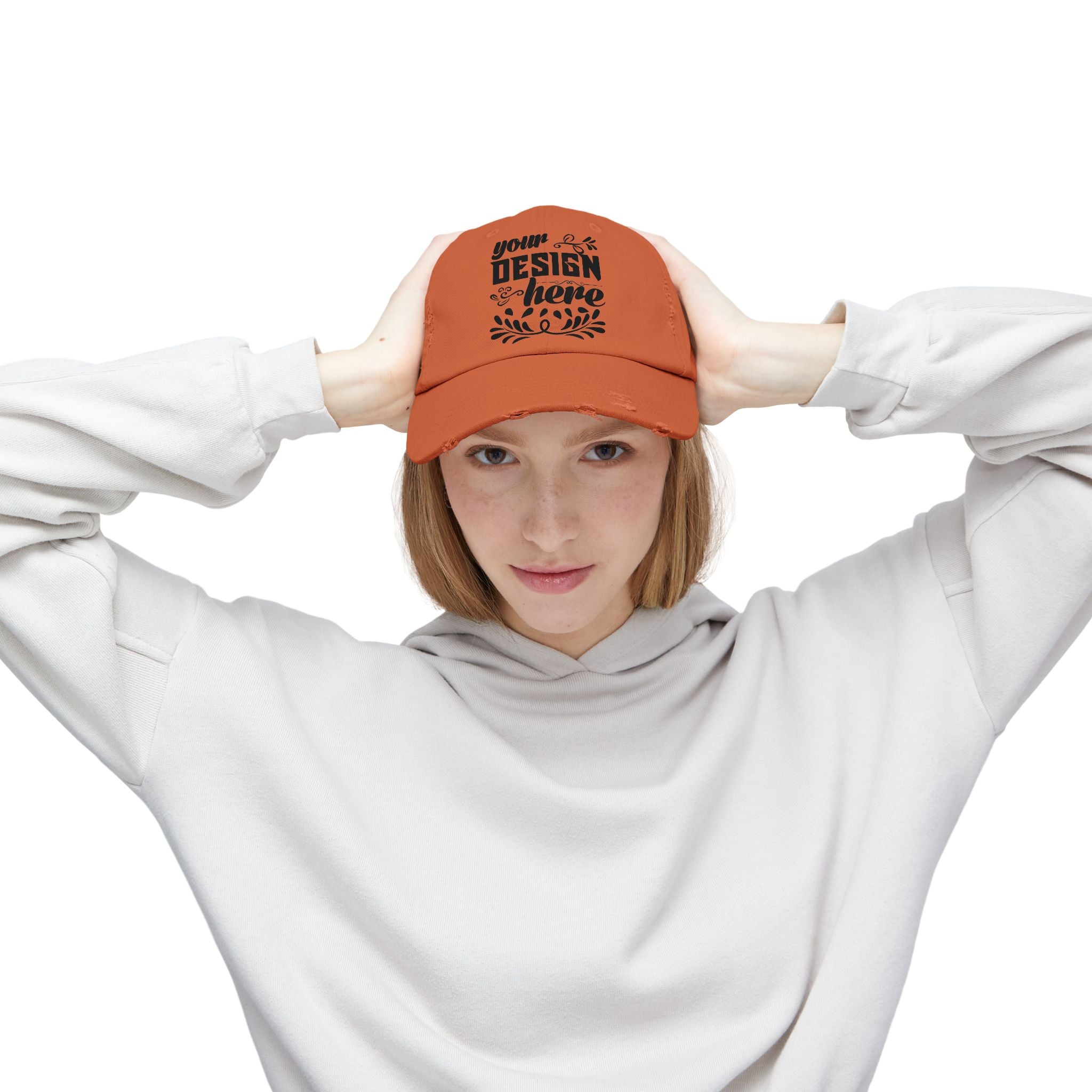 Customizable District DT600 Distressed Cotton Cap for Personalized Style