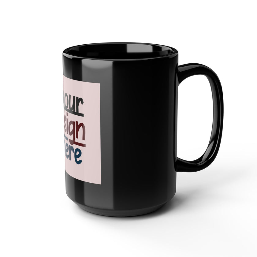 Customizable Black Ceramic Mug 15oz Glossy Finish Easy Grip C Handle
