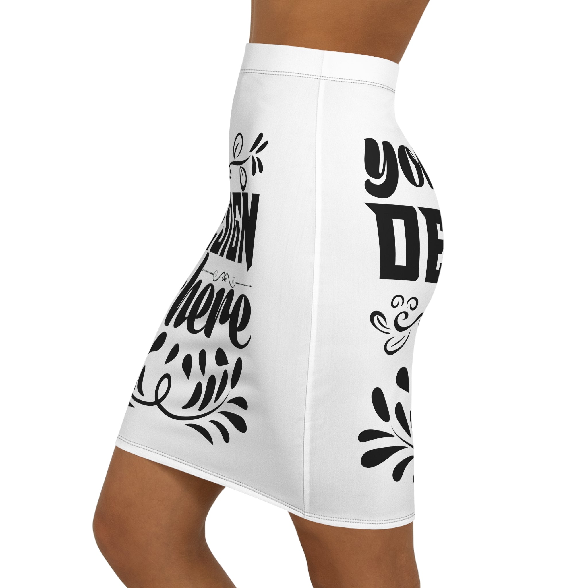 Customizable Women’s Mid-Waist Pencil Skirt AOP Stretch Slim Fit Everyday