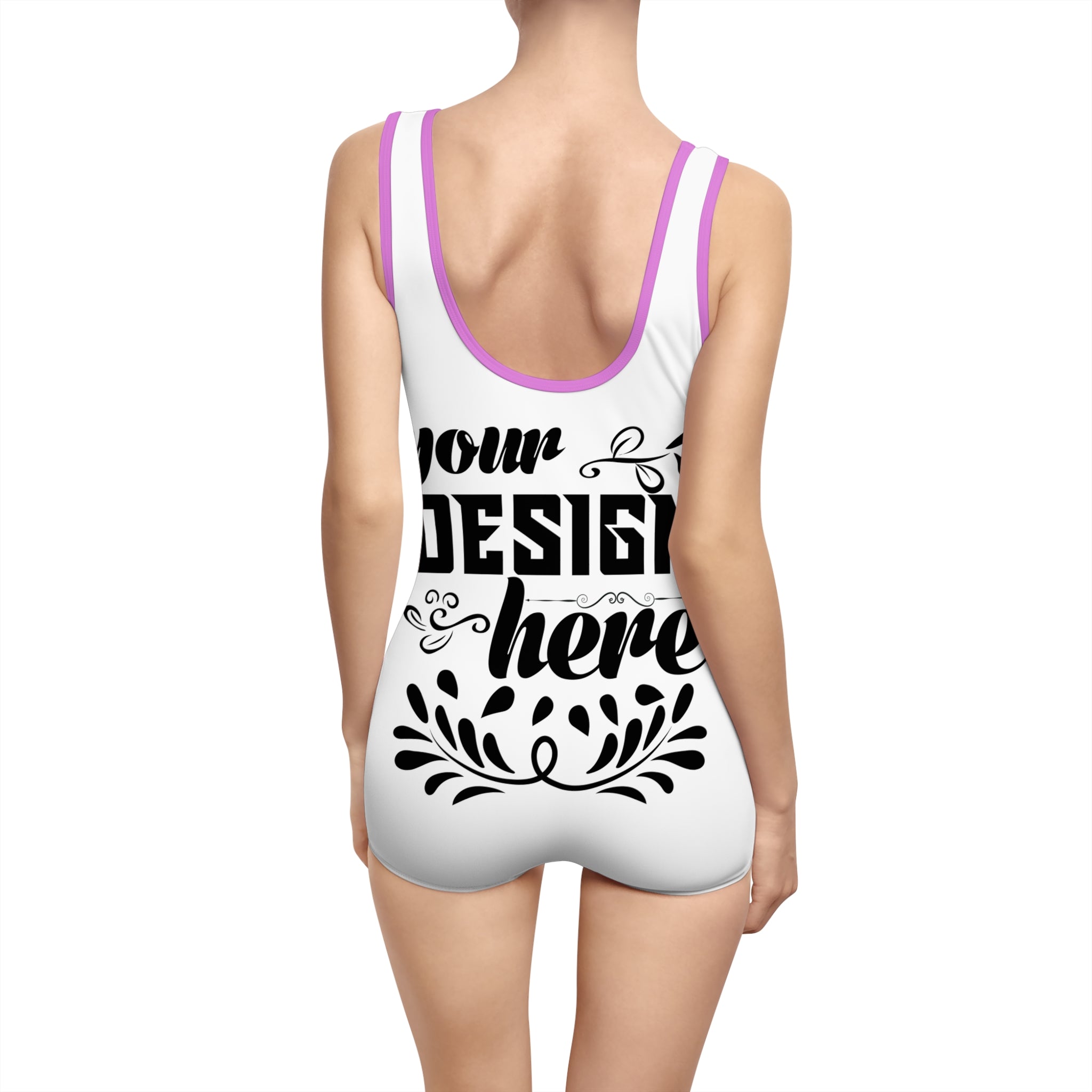Customizable Womens Vintage One Piece Swimsuit U Back Boyshort