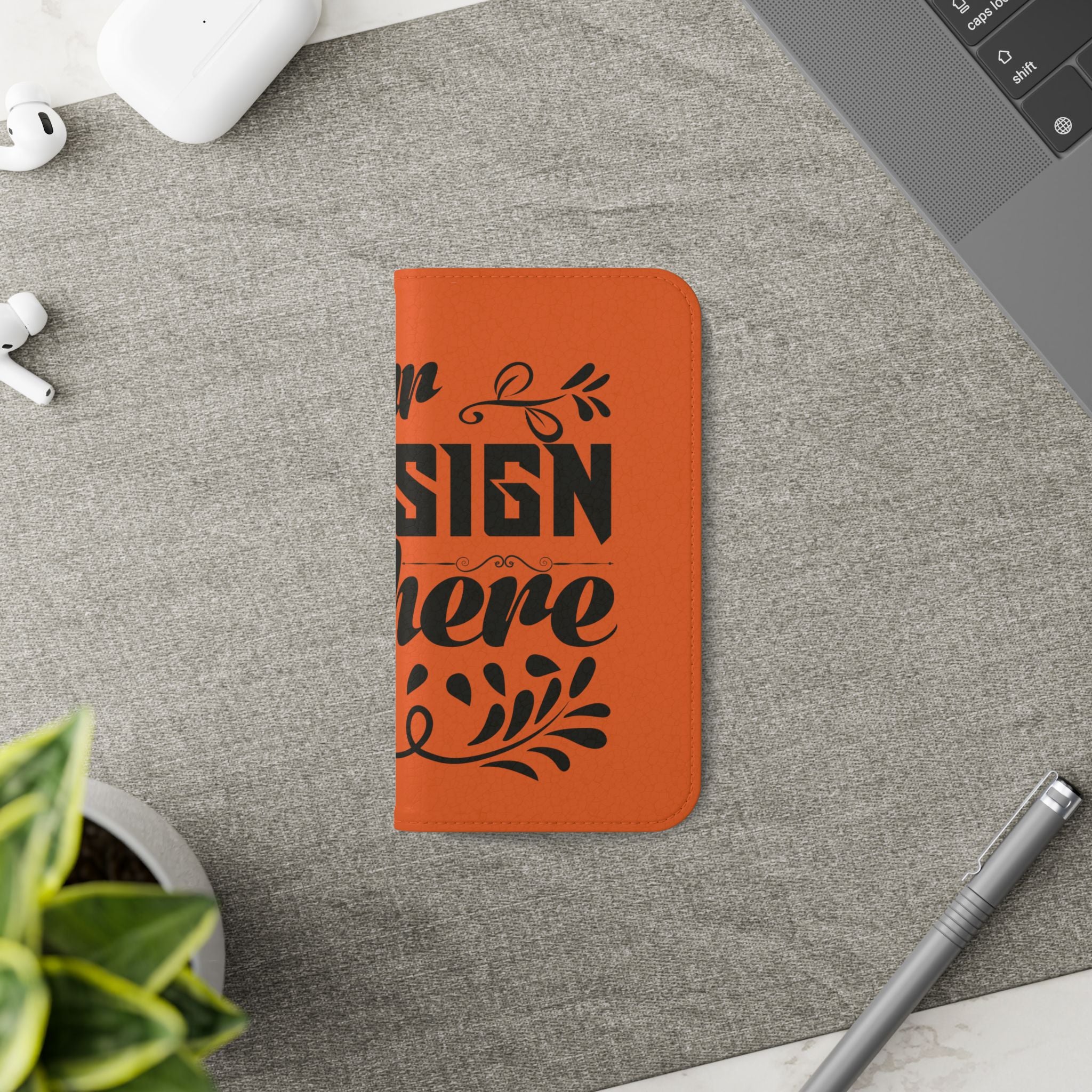 Customizable Flip Folio Phone Case With Card Slots Stand And Elastic Strap