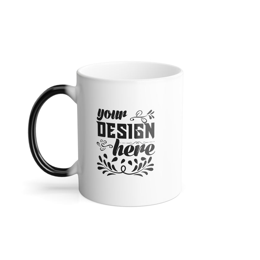 Customizable 11oz Color Morphing Ceramic Mug Black Exterior White Interior