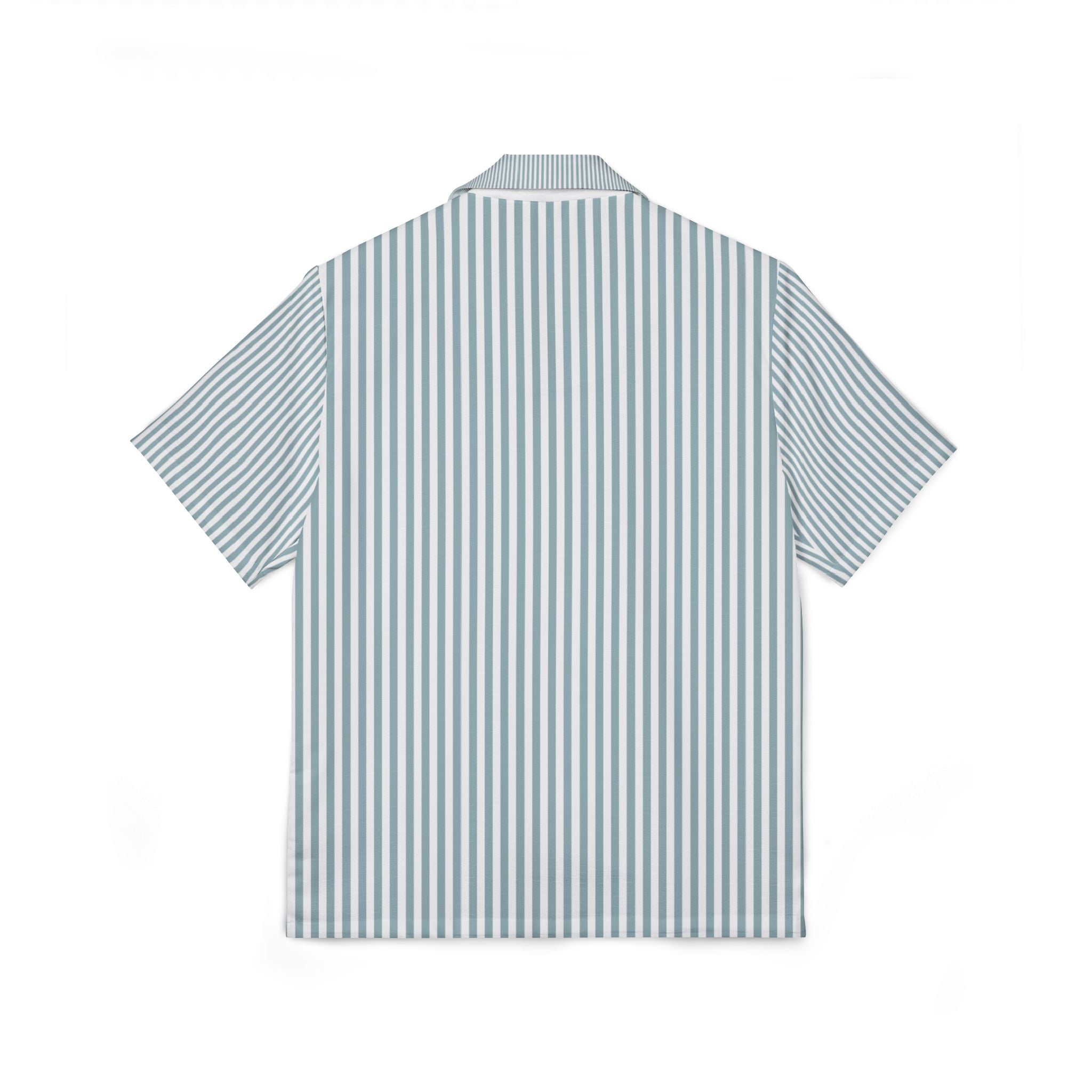 Men's Camp Collar Shirt | Linen-Texture Polyester Stripe