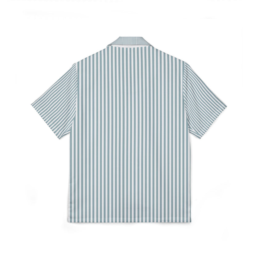Men's Camp Collar Shirt | Linen-Texture Polyester Stripe