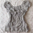 Nameria Striped Bow Front Puff Sleeve Top