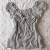 Nameria Striped Bow Front Puff Sleeve Top