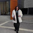 Nameria Faux Fur Mid Length Coat Extended Collar