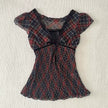 Nameria Striped Bow Front Puff Sleeve Top