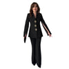 Nameria Long Sleeve Pants Suit Two Piece Set Slit Detail