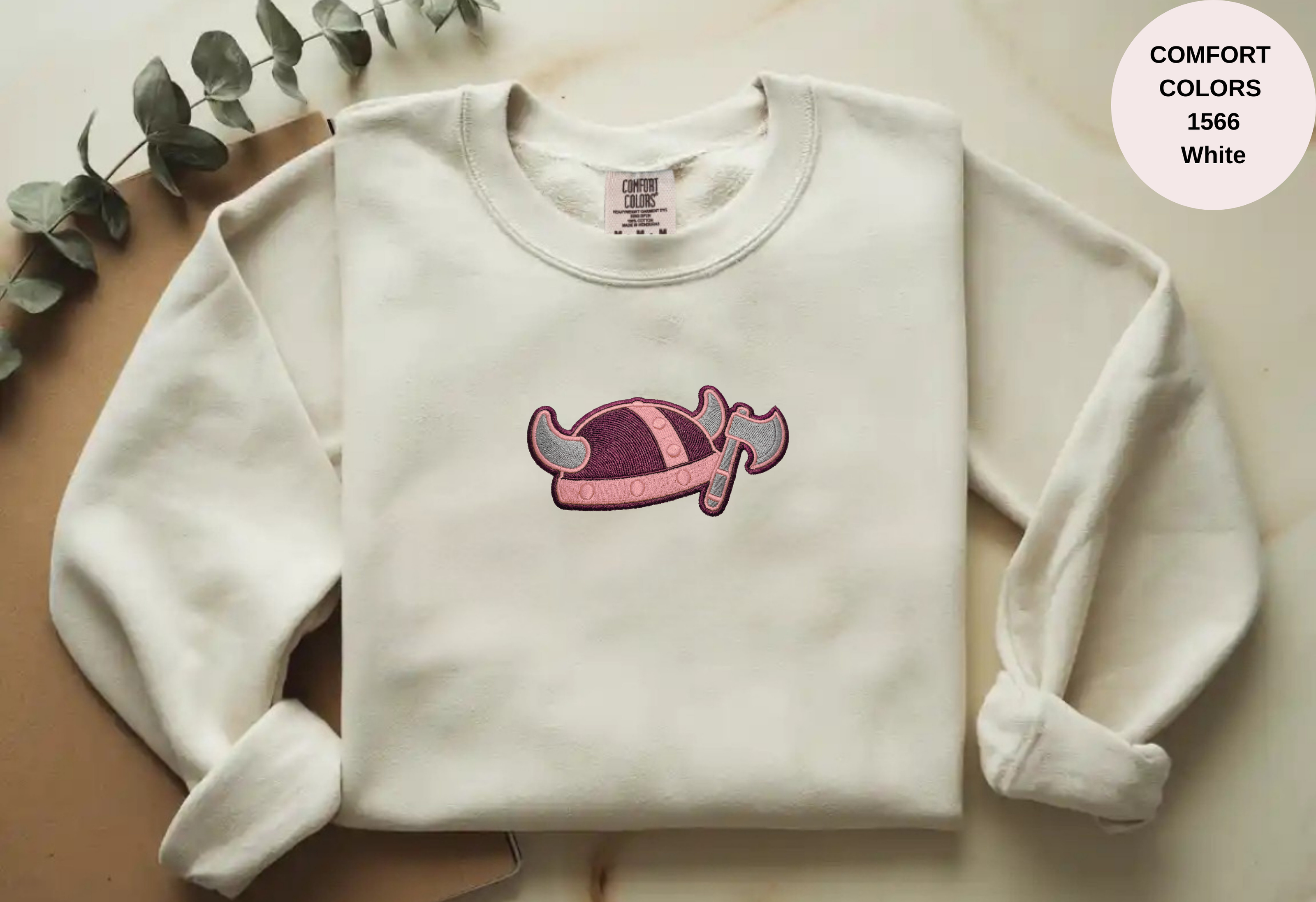 Unisex Garment-Dyed Sweatshirt with Viking Helmet Embroidery