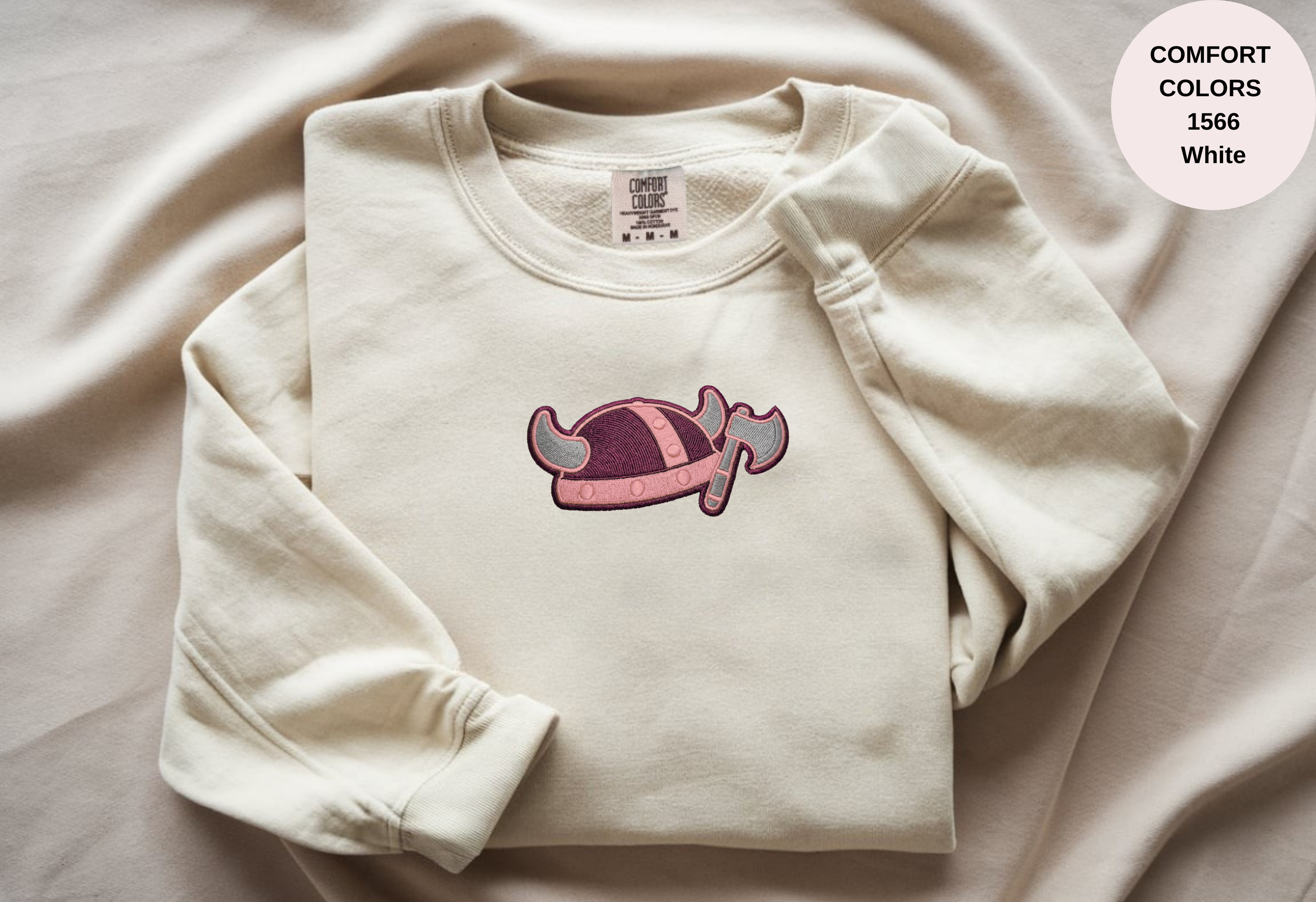 Unisex Garment-Dyed Sweatshirt with Viking Helmet Embroidery