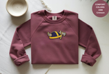 Unisex Garment-Dyed Sweatshirt with Viking Helmet Embroidery