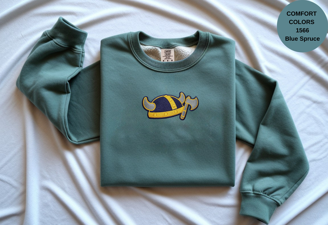 Unisex Garment-Dyed Sweatshirt with Viking Helmet Embroidery