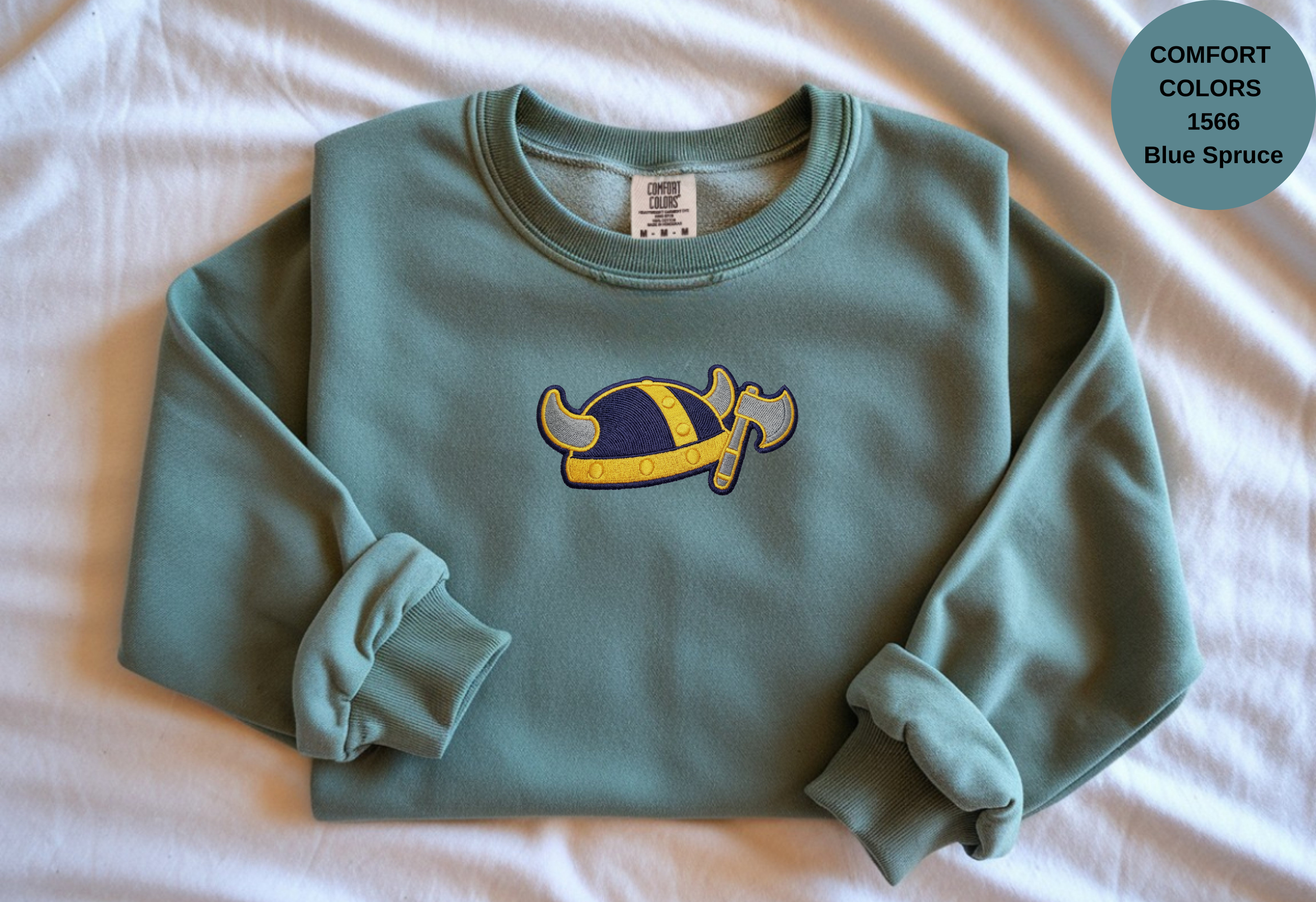 Unisex Garment-Dyed Sweatshirt with Viking Helmet Embroidery