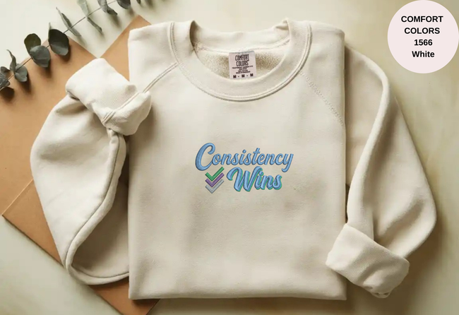 Unisex Garment-Dyed Sweatshirt with Consistency Wins Embroidery