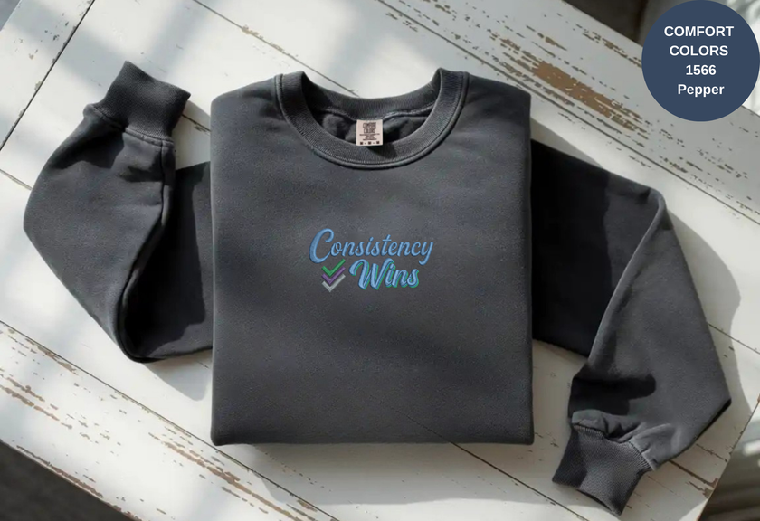 Unisex Garment-Dyed Sweatshirt with Consistency Wins Embroidery
