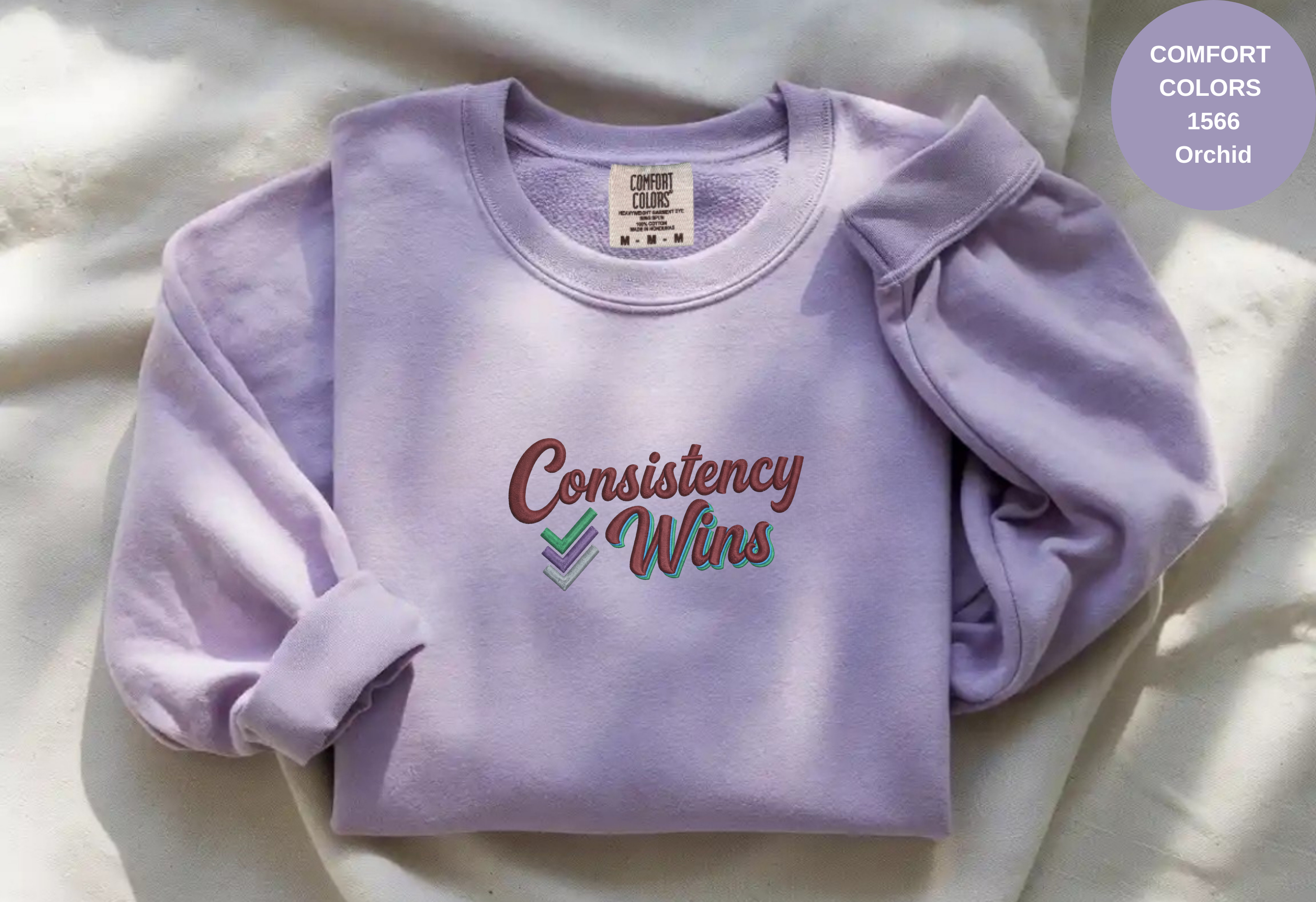 Unisex Garment-Dyed Sweatshirt with Consistency Wins Embroidery