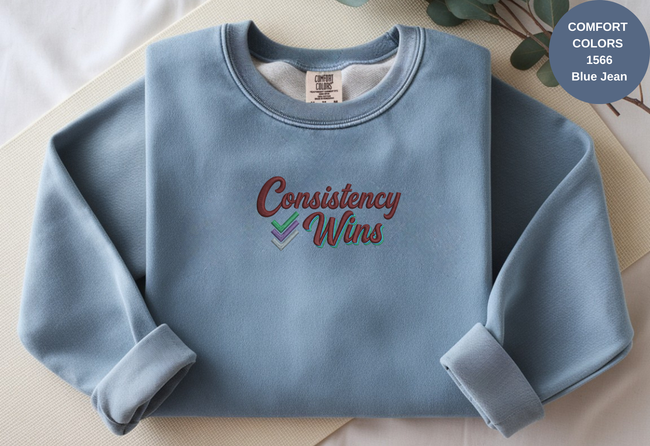 Unisex Garment-Dyed Sweatshirt with Consistency Wins Embroidery