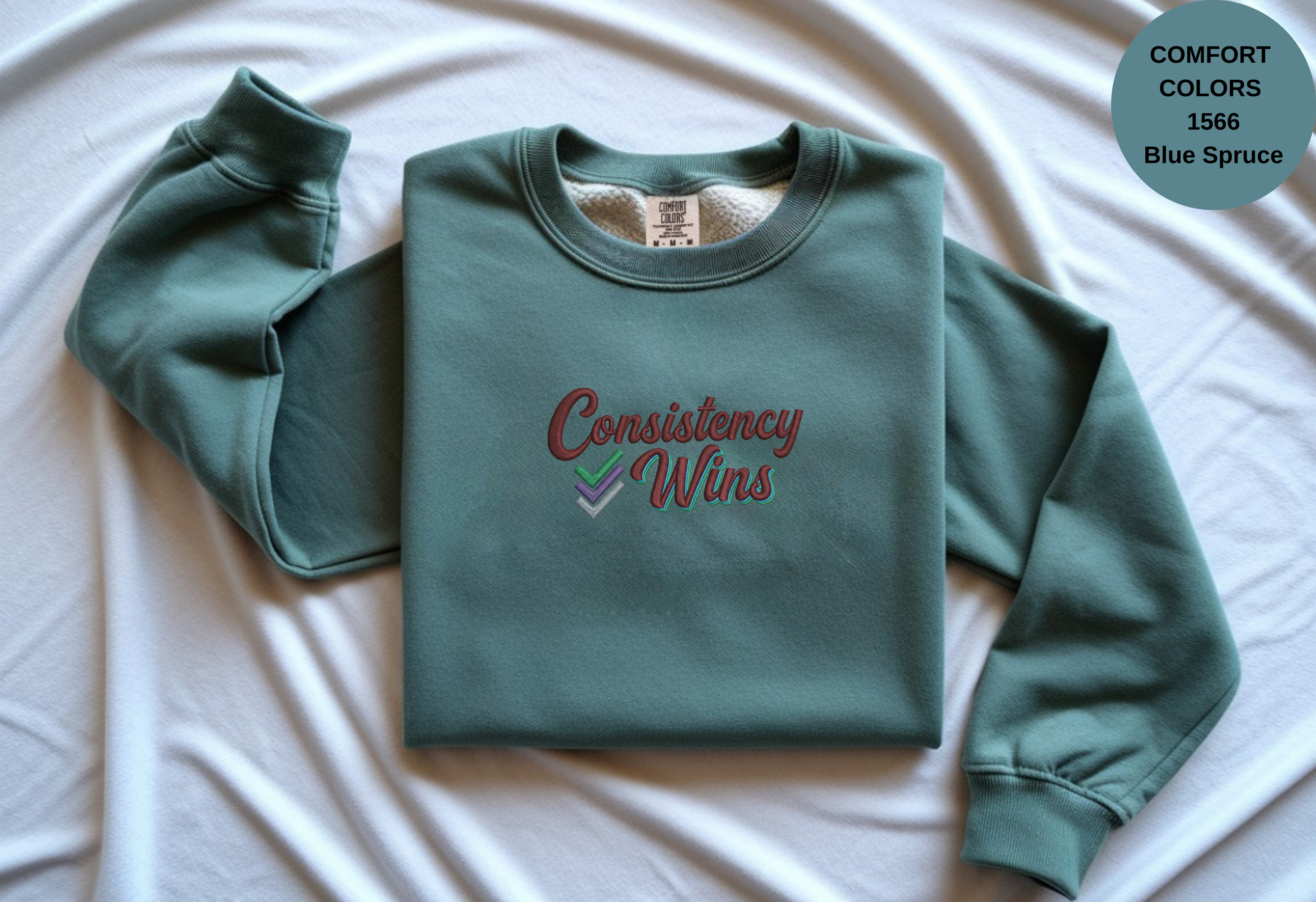 Unisex Garment-Dyed Sweatshirt with Consistency Wins Embroidery