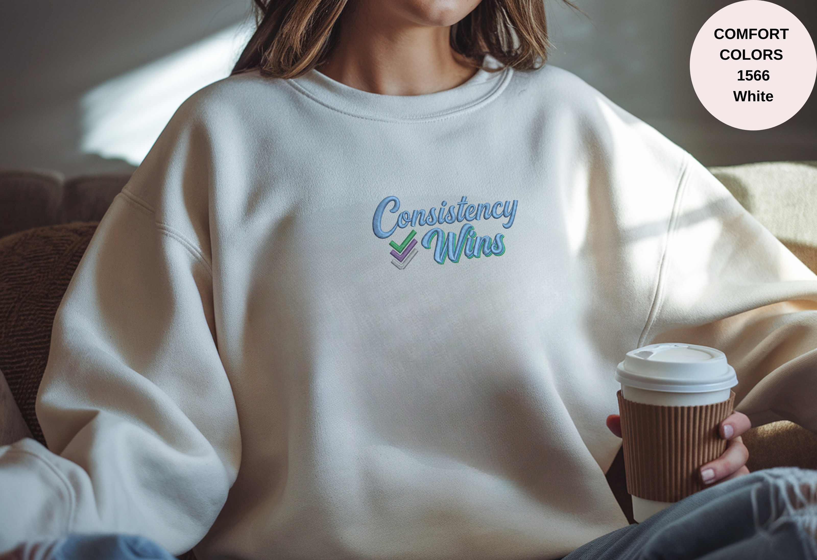 Unisex Garment-Dyed Sweatshirt with Consistency Wins Embroidery